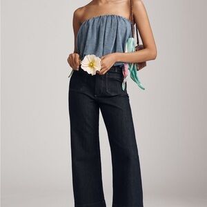 Wide Leg Dark Blue Denim Jeans